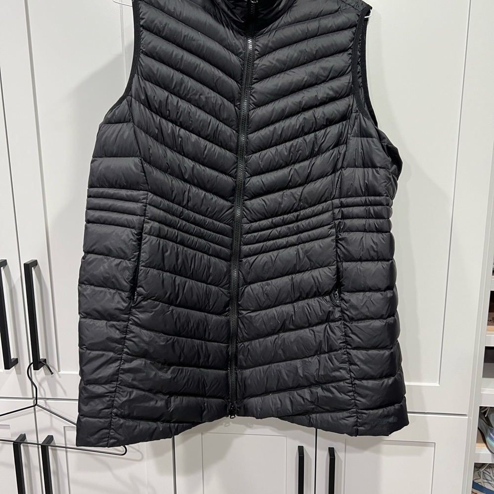 Lands' End Long Black Quilted Vest